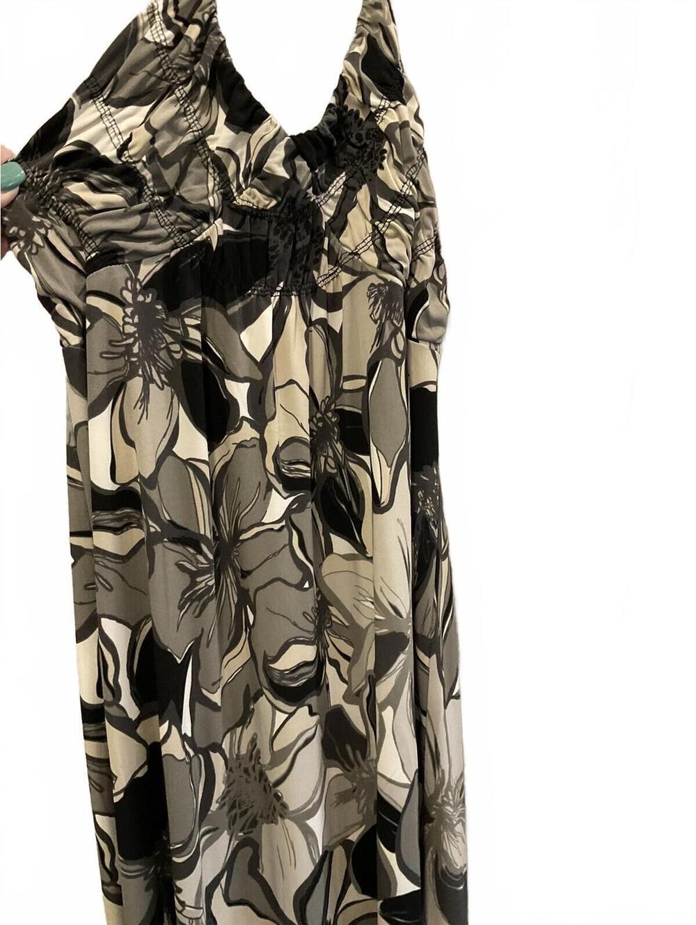 ELLE Womens Floral Gray & Black Halter Maxi Dress Size Small